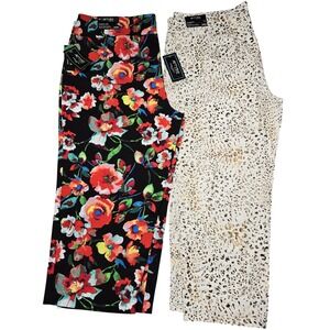 Attyre New York Pants Womens 24W White Audrey Ankle Animal Print Stretch Twill